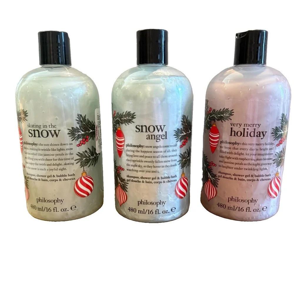 Philosophy Christmas Shower Gel Bundle Snow Angel Skating Very Merry Holiday 3